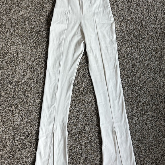 Port De Bras White Flare Pants with Ankle Slits | Size Small - Picture 2 of 6